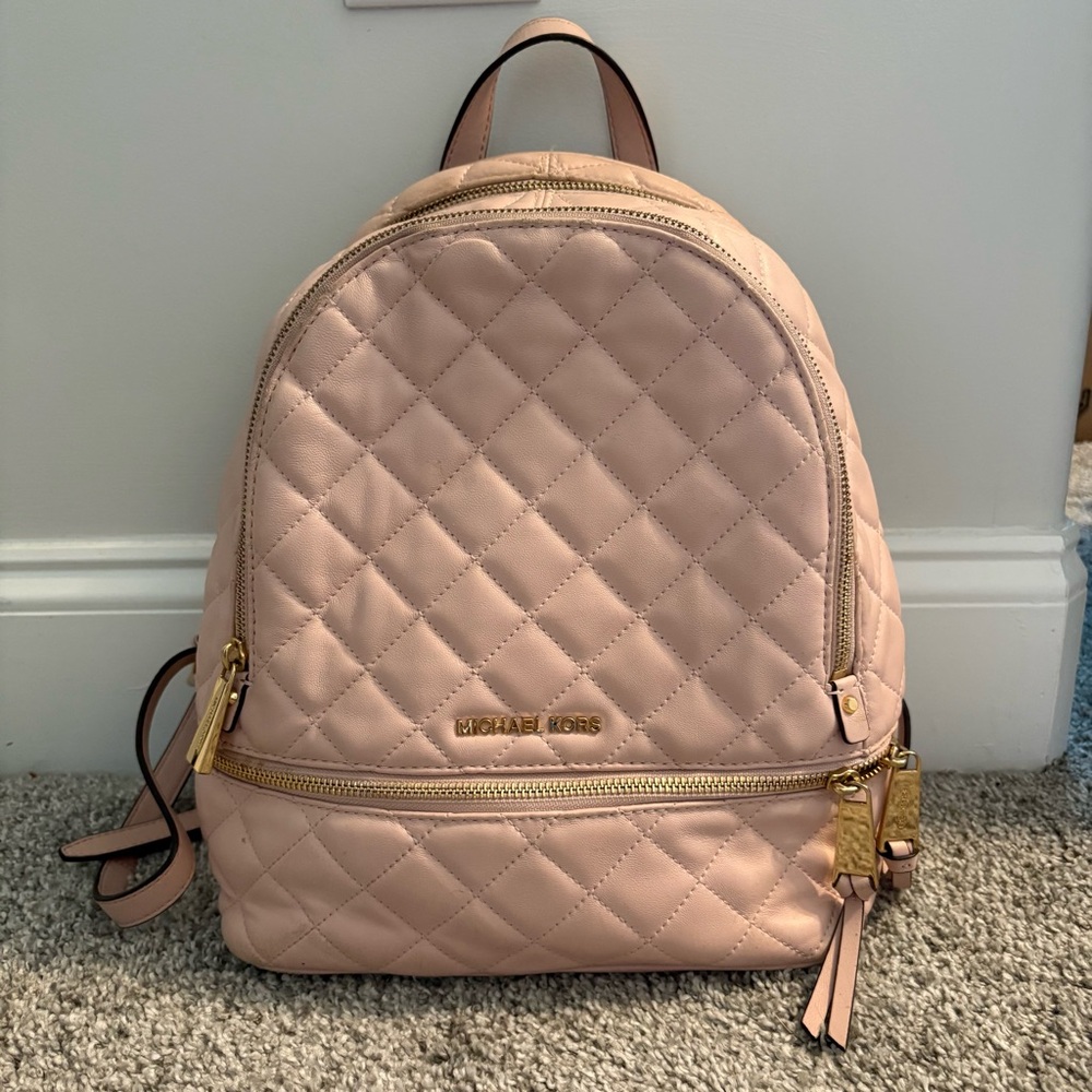 Michael Kors Quilted Blush Pink Leather Backpack